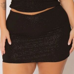 New in plastic 2X black glitter mini skirt (skort) stretch mini skirt w/ shorts